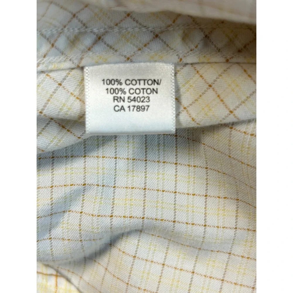 Banana Republic Slim Fit Button Down Shirt Mens XXL Yellow Plaid Long Sleeve
